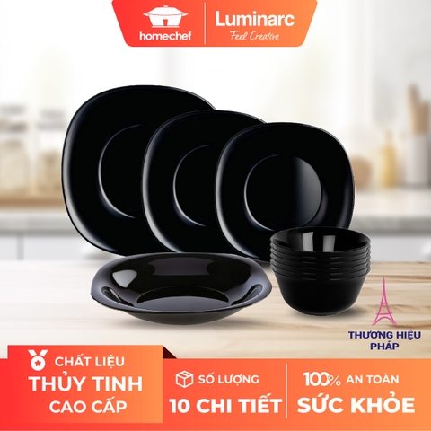Bộ bát đĩa (tô, chén, dĩa) Luminarc Carine thủy tinh 10 chi tiết CRD10A