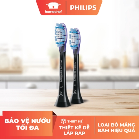 Bộ 2 đầu bàn chải đen Philips HX9052/96