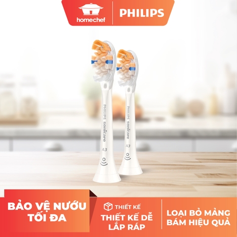 Bộ 2 đầu bàn chải trắng Philips HX9092/67