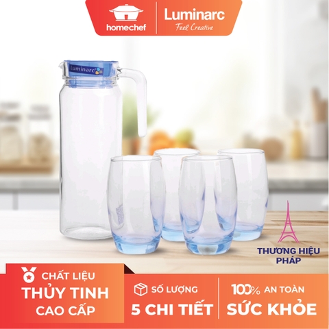 Bộ bình cốc (ly) Luminarc màu xanh 5 chi tiết J1799
