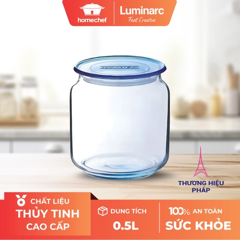 Hũ thủy tinh Rondo 0.5 lít màu xanh ice blue J1848