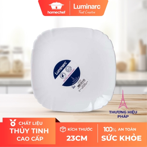 Đĩa (dĩa) nông lòng Luminarc Lotusia thủy tinh N3620 - 23cm