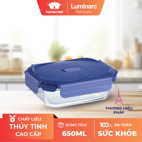 Hộp thủy tinh Luminarc Purebox Putina hình chữ nhật 650ml - V6449