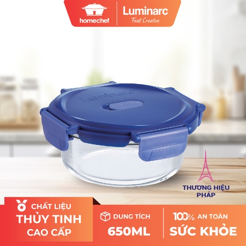 Hộp thủy tinh Luminarc Purebox Putina hình tròn 650ml - V6453