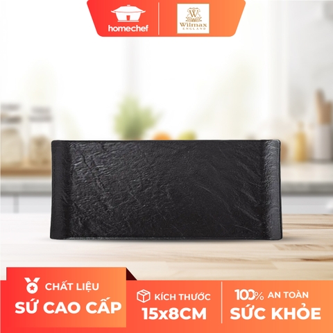Đĩa sứ hình chữ nhật Wilmax 15X8cm màu đen - WL-661101 / A