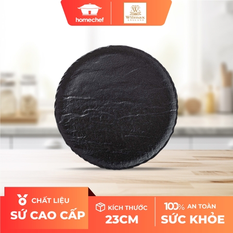 Đĩa sứ tròn Wilmax 23cm màu đen - WL-661125 / A