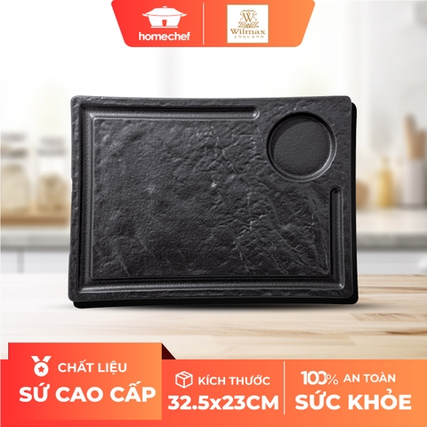 Đĩa sứ hình chữ nhật Wilmax 32.5 X 23cm màu đen - WL-661148 / A