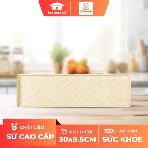 Đĩa sứ hình chữ nhật Wilmax 30 X 9.5cm màu cát  - WL-661302 / A