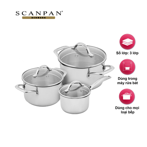 Bộ nồi inox 3 chi tiết Scanpan STS size 16-20-24cm 75060020