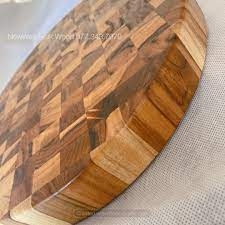 Thớt gỗ Teak đầu cây tròn TDC01 size M (dày 2,5 x đường kính 30cm)