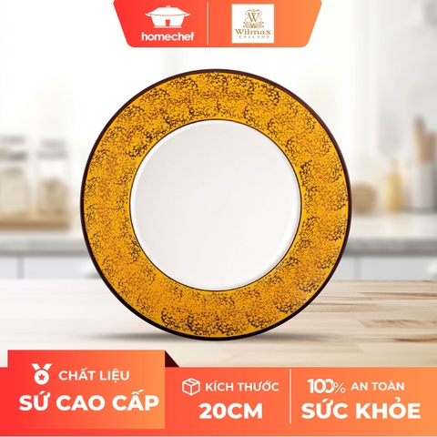 Đĩa sứ tròn Wilmax 20cm màu vàng- WL-667412 / A