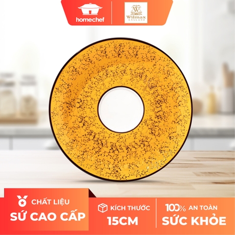 Đĩa sứ lót cốc/ bát Wilmax 15cm màu vàng - WL-667436 / B