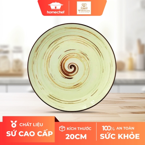 Đĩa sứ tròn Wilmax 20cm màu xanh hạt dẻ - WL-669112 / A