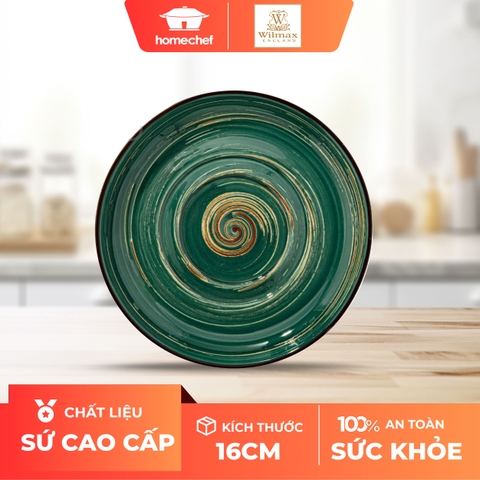 Đĩa sứ lót cốc/ bát Wilmax 16cm màu xanh lá cây - WL-669539 / A