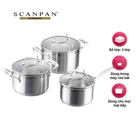 Bộ nồi inox 3 chi tiết Scanpan Impact size 16-18-20cm 71070000