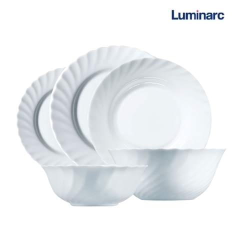 Bộ bát đĩa (tô, chén, dĩa) Luminarc Trianon thủy tinh 5 chi tiết TA5A