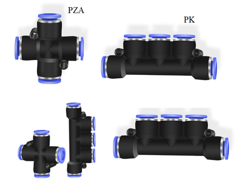 Đầu nối hơi nhanh chia 5 PK4-4 PK6-6 PK8-8 PK10-10 PK12-12 cút nối khí 5 cổng PK4 PK6 PK8 PK10 PK12