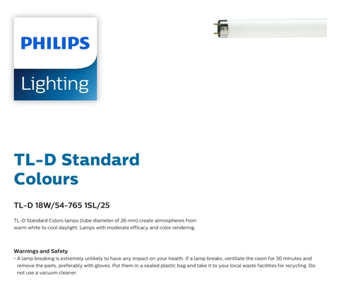 Bóng Huỳnh Quang Philips T8 TL-D 18W/54-765 1SL/25 tiêu chuẩn