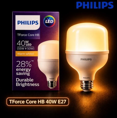 Đèn LED Bulb Trụ TForce Core HB 40W E27 Philips