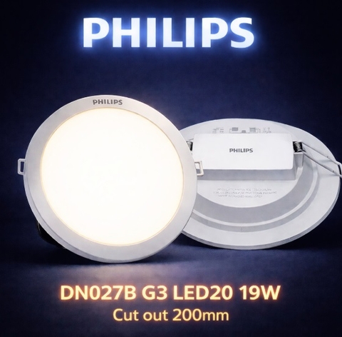 Đèn LED Âm Trần Philips DN027B G3 LED20 19W 220-240V D200 RD khoét lỗ 200 mm