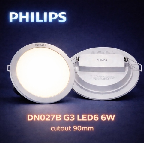 Đèn LED Âm Trần Philips DN027B G3 LED6 6W 220-240V D90 RD khoét lỗ 90 mm