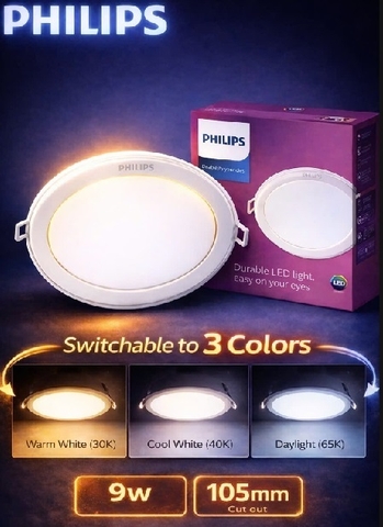 Đèn LED Âm Trần Philips Meson SSW 105 9W WH Recessed Khoét lỗ 105 mm