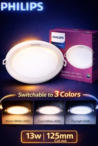 Đèn LED Âm Trần Philips Meson SSW 125 13W WH Recessed Khoét lỗ 125 mm