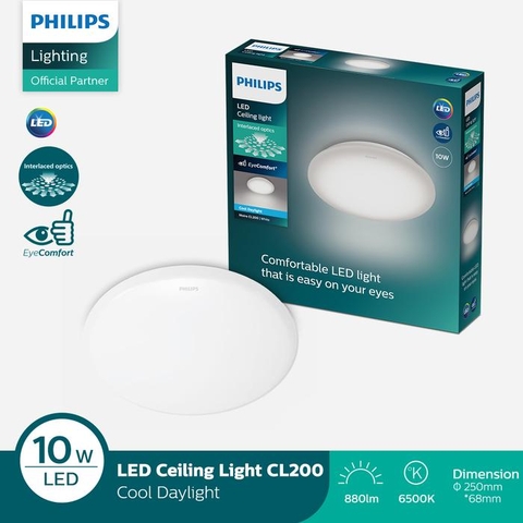 Đèn LED Ốp Trần Philips CL200 EC RD 10W 65K W HV 02 Đường kính 240 mm