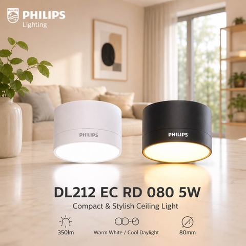 Đèn LED Ốp Trần Philips DL212 EC RD 080 5W W/B HV 03 Đường kính 80 mm