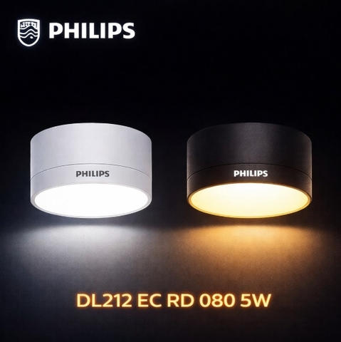 Đèn Led Ốp Trần Philips DL212 EC RD 080 5W W/B HV 03 Đường kính 80 mm