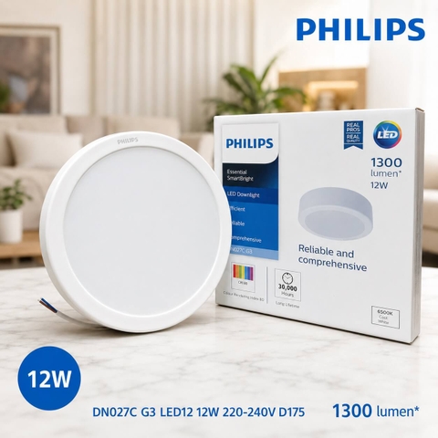 Đèn LED Ốp Trần Philips DN027C G3 LED12 12W 220-240V D175 Đường kính 175 mm