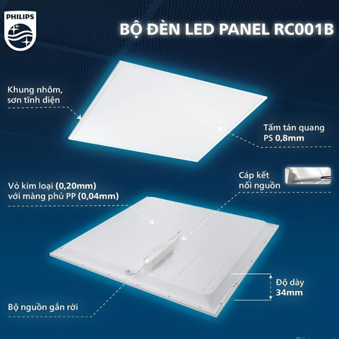 Đèn LED Panel Philips RC001B LED38 2x2 38W 595x595