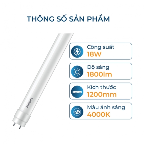 Đèn LED Tuýp Philips LEDtube DE 1200mm 18W 1800lm T8 G13