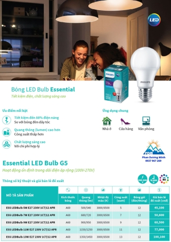 Đèn LED Bulb Philips ESS LEDBulb 13W E27 230V 1CT/12 APR