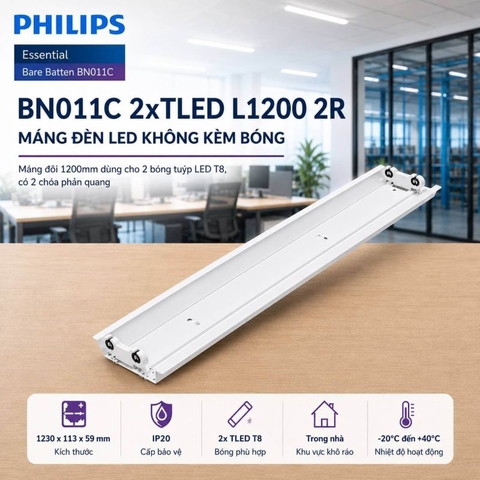 Máng Đèn LED Tuýp Philips BN011C 2xTLED L1200 2R G2 GM