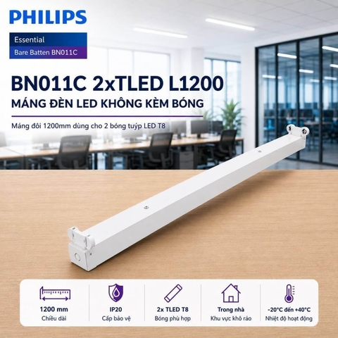 Máng Đèn LED Tuýp Philips BN011C 2xTLED L1200 G2 GM