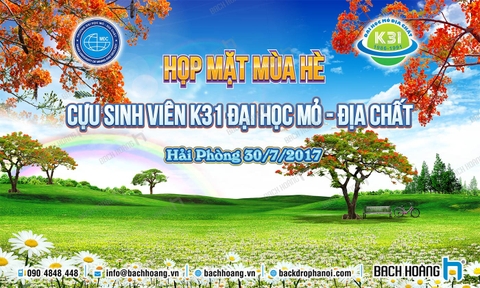 Thiết Kế Backdrop Họp Lớp - Phông Họp Lớp 16 Họp Mặt Mùa Hè k31 Đại Học Mỏ Địa Chất