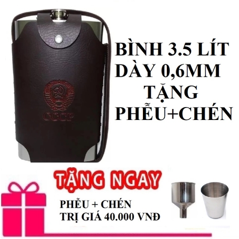 BÌNH ĐỰNG RƯỢU INOX 304 CCCP DÀY 0,6 MM BAO GỒM TÚI ĐỰNG BÌNH TẶNG PHỄU SHOPAHA247