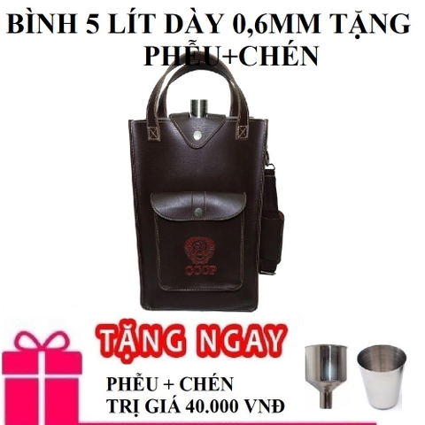 BÌNH ĐỰNG RƯỢU INOX 304 CCCP DÀY 0,6 MM BAO GỒM TÚI ĐỰNG BÌNH TẶNG PHỄU SHOPAHA247