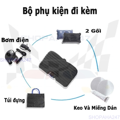 Đệm hơi ô tô nhiều màu shopaha247 (Đen, Xám, Kem)