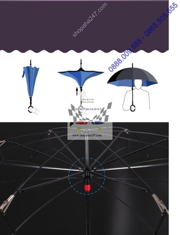 Ô dù đa năng mở ngược chuyên dùng cho ô tô màu xanh đen shopaha247