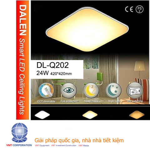 đèn led ốp trần vuông 24W kingled