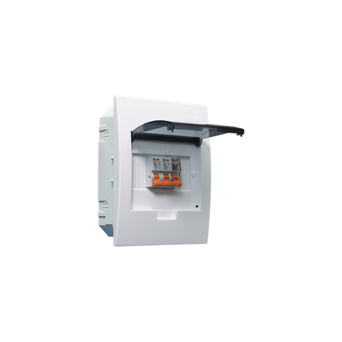 TỦ ĐIỆN NHỰA ÂM TƯỜNG 6 MODULE SINO E4FC 3/6SA ĐẾ NHỰA NẮP CHE TRẮNG