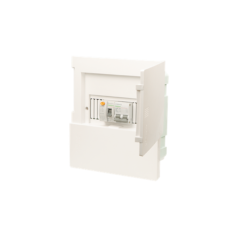 TỦ ĐIỆN ÂM TƯỜNG 8 MODULE SINO E4M4/8TA ĐẾ NHỰA NẮP CHE TRẮNG