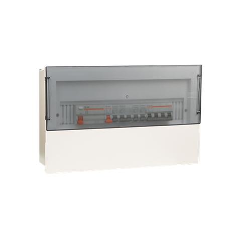 TỦ ĐIỆN ÂM TƯỜNG 18 MODULE SINO E4M14/18T ĐẾ SẮT NẮP CHE TRẮNG
