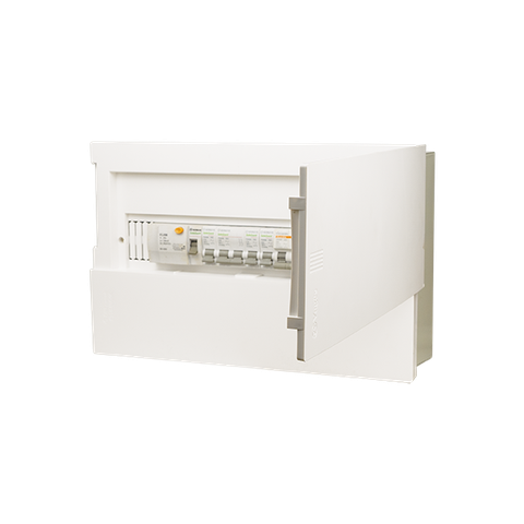 TỦ ĐIỆN ÂM TƯỜNG 18 MODULE SINO E4M14/18L ĐẾ SẮT NẮP CHE KHÓI