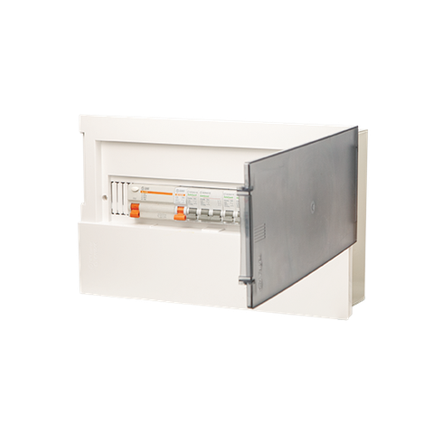 TỦ ĐIỆN ÂM TƯỜNG 18 MODULE SINO E4M14/18L ĐẾ SẮT NẮP CHE KHÓI