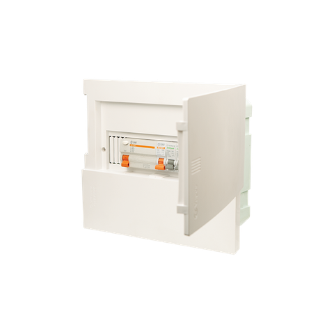 TỦ ĐIỆN ÂM TƯỜNG 12 MODULE SINO E4M8/12T ĐẾ SẮT NẮP CHE TRẮNG