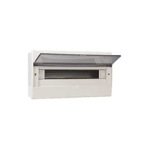 TỦ ĐIỆN NHỰA ÂM TƯỜNG 16 MODULE SINO E4LB12/16L ĐẾ SẮT NẮP CHE KHÓI