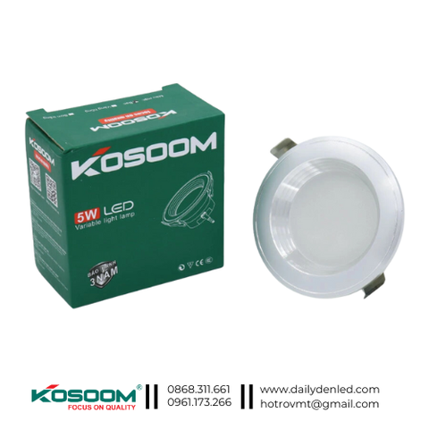 Đèn led âm trần đổi màu 5W viền trắng